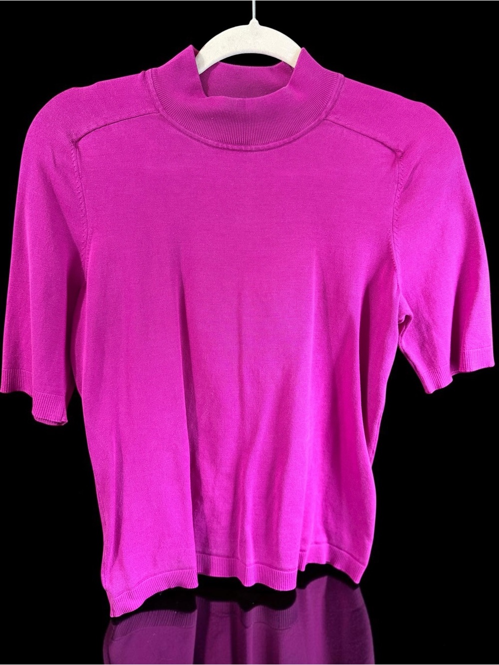 Jones New York Collection Magenta Mock Neck Short Sleeve Sweater Medium